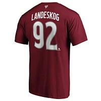 Men's Fanatics Gabriel Landeskog Burgundy Colorado Avalanche Authentic Stack Name & Number T-Shirt