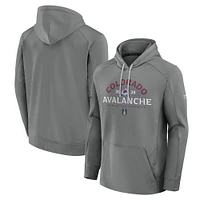 Men's Fanatics Gray Colorado Avalanche 2025 Stanley Cup Playoffs Authentic Pro Rink Fly Fleece Pullover Hoodie