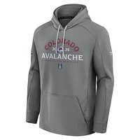 Men's Fanatics Gray Colorado Avalanche 2025 Stanley Cup Playoffs Authentic Pro Rink Fly Fleece Pullover Hoodie