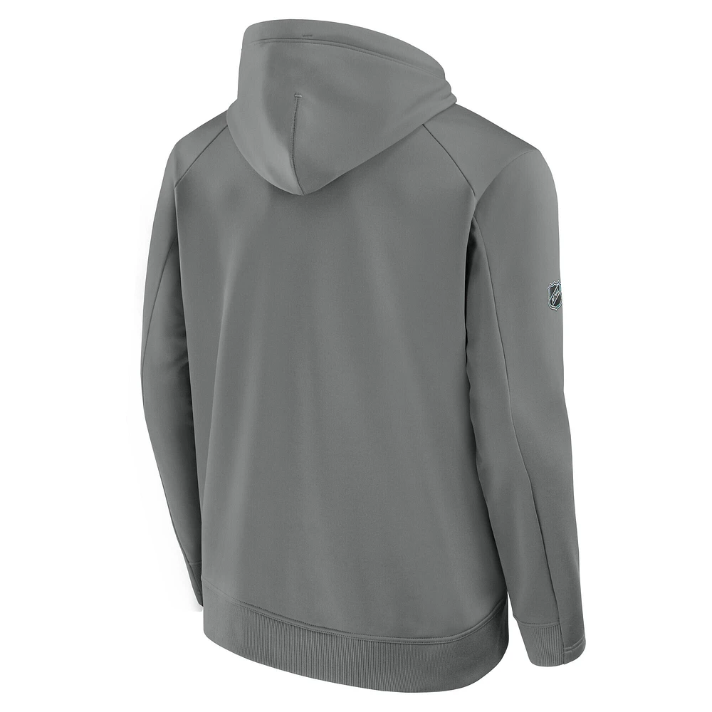 Men's Fanatics Gray Colorado Avalanche 2025 Stanley Cup Playoffs Authentic Pro Rink Fly Fleece Pullover Hoodie