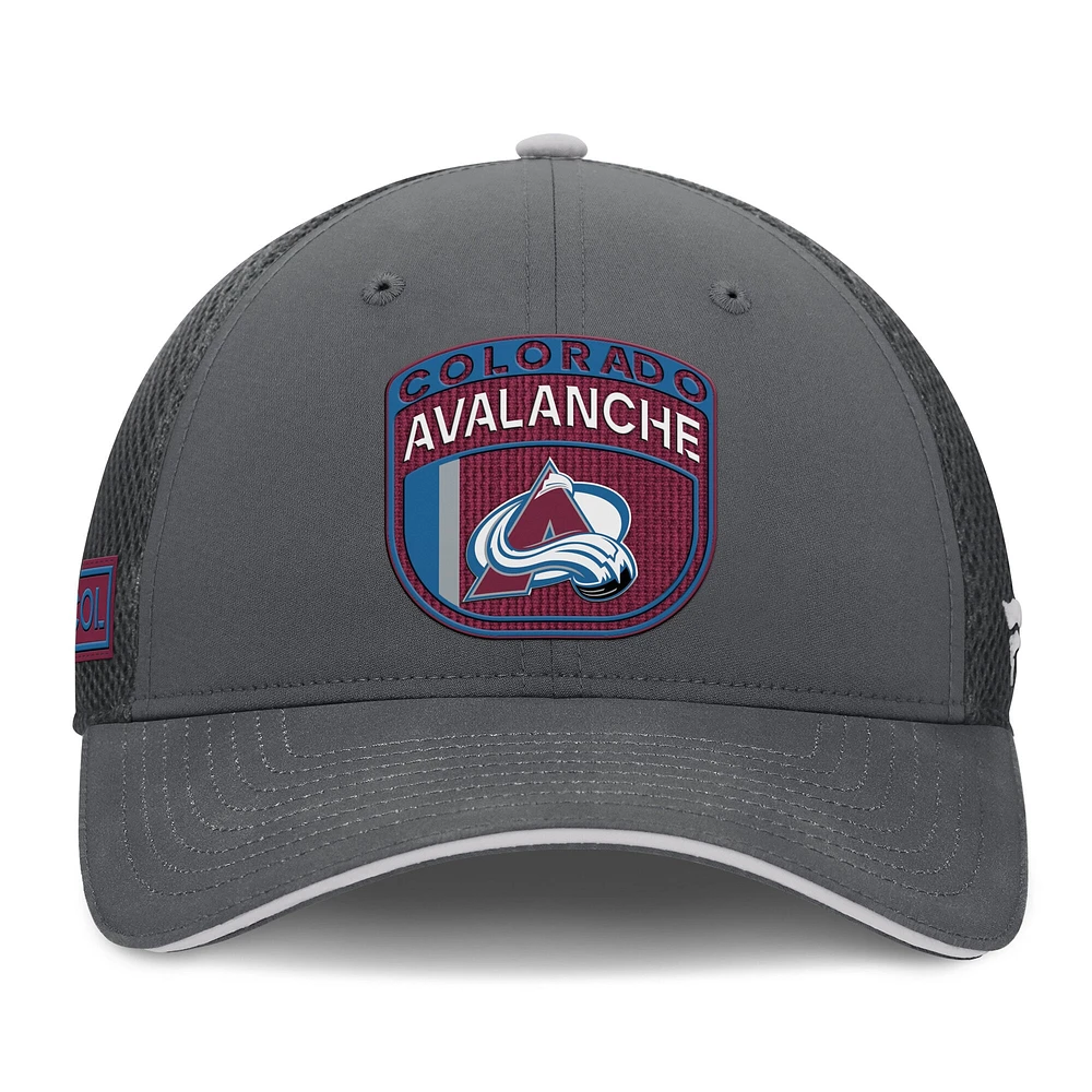 Men's Fanatics Gray Colorado Avalanche Authentic Pro Home Ice Trucker Adjustable Hat