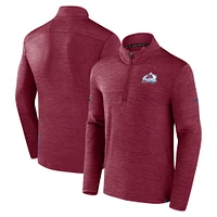 Men's Fanatics  Heather Burgundy Colorado Avalanche Authentic Pro Lightweight Quarter-Zip Pullover