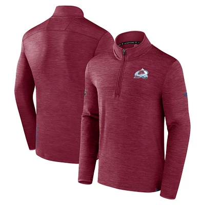 Men's Fanatics  Heather Burgundy Colorado Avalanche Authentic Pro Lightweight Quarter-Zip Pullover