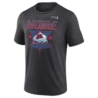 Men's Fanatics Heather Charcoal Colorado Avalanche 2025 Stanley Cup Playoffs Crossbar Tri-Blend T-Shirt