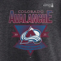 Men's Fanatics Heather Charcoal Colorado Avalanche 2025 Stanley Cup Playoffs Crossbar Tri-Blend T-Shirt