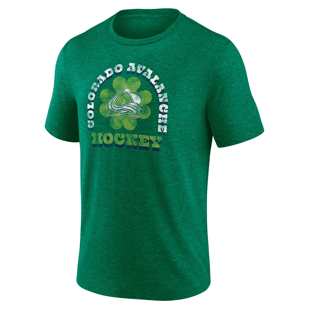 T-shirt tri-blend vert chiné Colorado Avalanche pour homme Fanatics St. Patrick's Day Celtic Arch