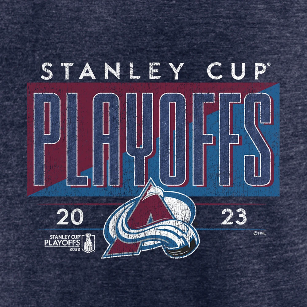 Men's Fanatics  Heather Navy Colorado Avalanche 2023 Stanley Cup Playoffs Tri-Blend T-Shirt