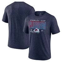 Men's Fanatics  Heather Navy Colorado Avalanche 2023 Stanley Cup Playoffs Tri-Blend T-Shirt