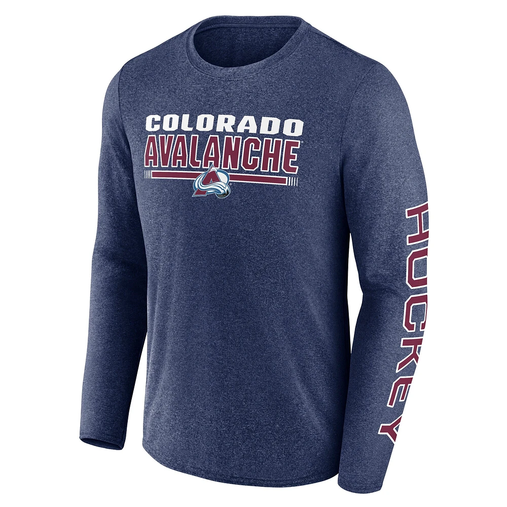 Men's Fanatics Heather Navy Colorado Avalanche Sweep Iconic Synthetic Long Sleeve T-Shirt