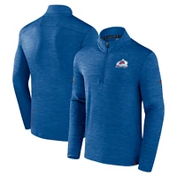 Haut à enfiler quart de zip Fanatics Heather Royal Colorado Avalanche Authentic Pro pour hommes