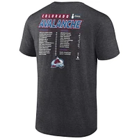 Men's Fanatics Heathered Charcoal Colorado Avalanche 2022 Stanley Cup Final Own Goal Roster T-Shirt