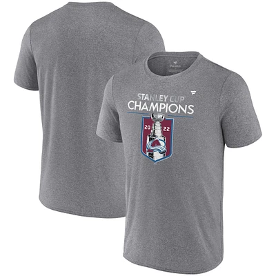 Men's Fanatics Heathered Gray Colorado Avalanche 2022 Stanley Cup Champions Locker Room Performance T-Shirt