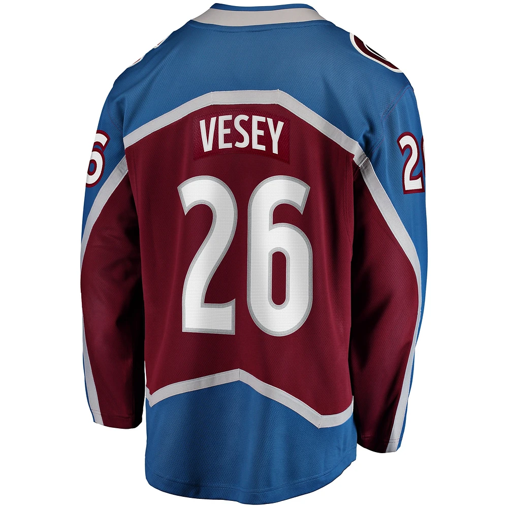 Men's Fanatics Jimmy Vesey Burgundy Colorado Avalanche Home Breakaway Jersey