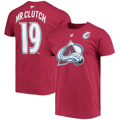 Fanatics Branded Joe Sakic Bordeaux Colorado Avalanche Authentic Stack Retired Player Surnom et numéro T-shirt