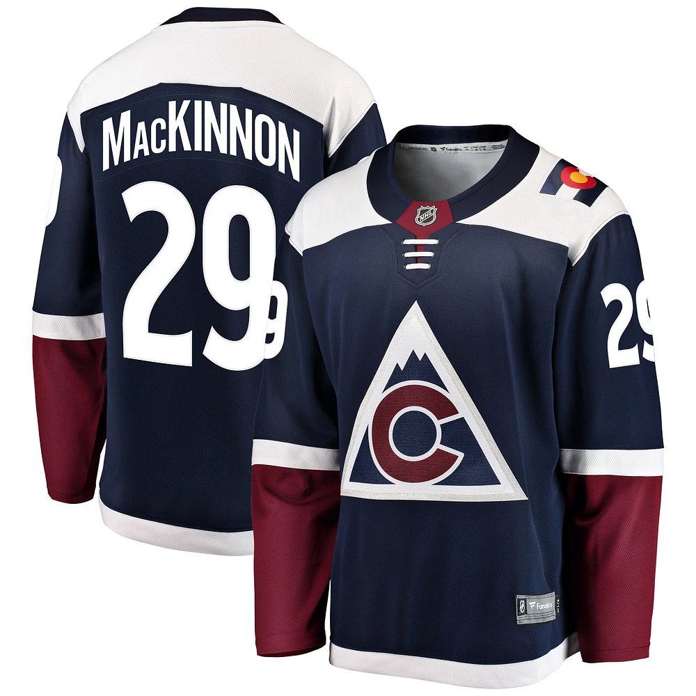 Fanatics pour hommes Nathan MacKinnon, bleu marine, Colorado Avalanche, maillot de joueur alternatif Breakaway