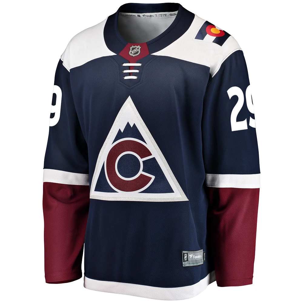 Fanatics pour hommes Nathan MacKinnon, bleu marine, Colorado Avalanche, maillot de joueur alternatif Breakaway