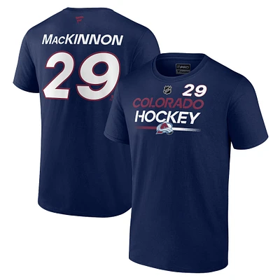 T-shirt avec nom et numéro Fanatics Nathan MacKinnon pour hommes, bleu marine, Colorado Avalanche Authentic Pro Prime