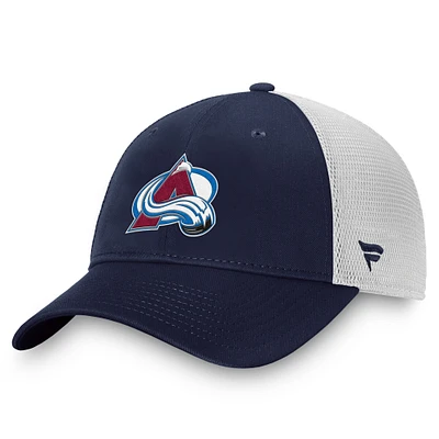 Casquette ajustable pour homme Fanatics Colorado Avalanche Slouch Core avec logo principal bleu marine/blanc