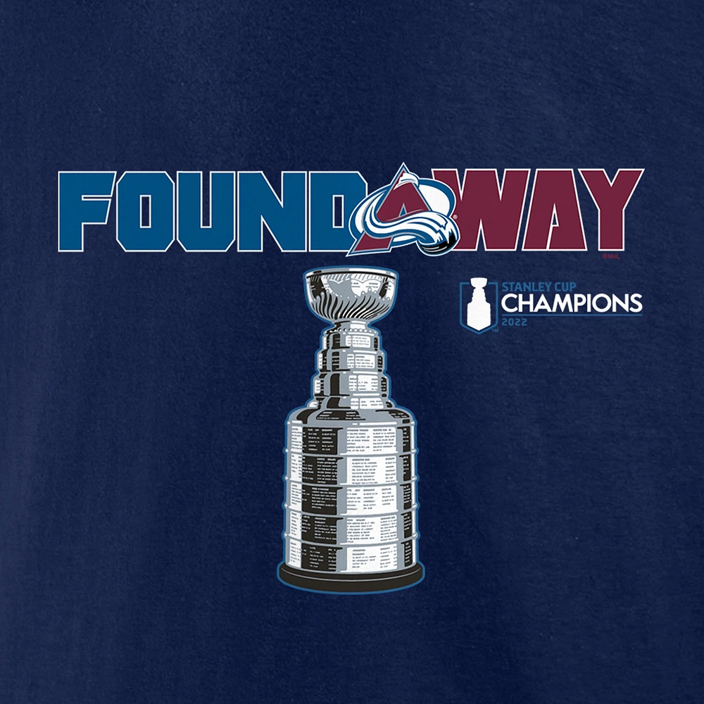 T-shirt de célébration Big & Tall l'Avalanche du Colorado 2022 des champions la Coupe Stanley Fanatics pour hommes, bleu marine