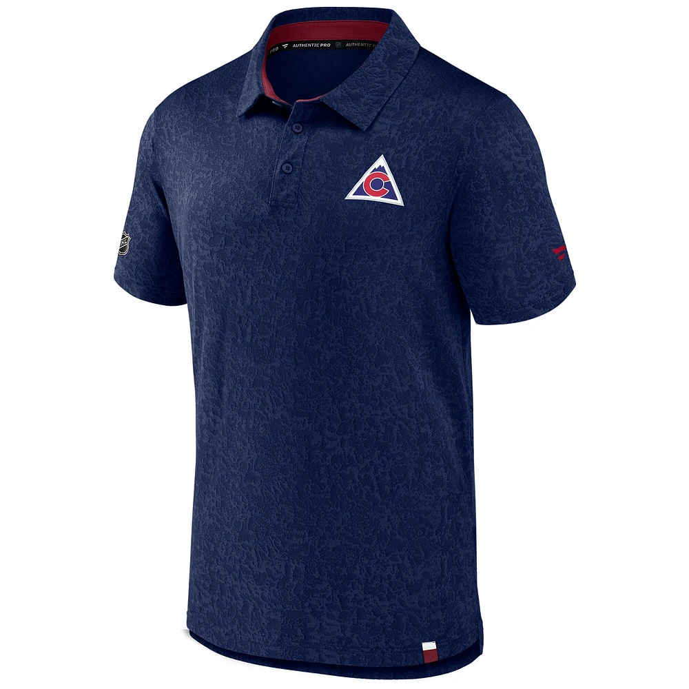 Men's Fanatics  Navy Colorado Avalanche Authentic Pro Jacquard Polo
