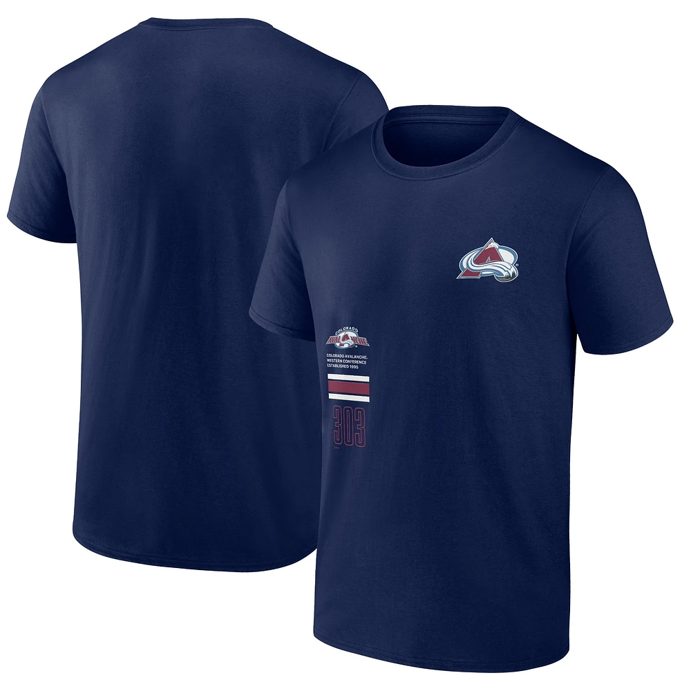 T-shirt fanatiques marine pour hommes, Colorado Avalanche Represent