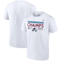 T-shirt blanc Fanatics pour hommes du vestiaire des champions de la Conférence Ouest l'Avalanche Colorado 2022