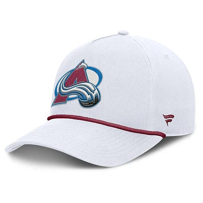 Casquette ajustable en forme de A pour homme, motif corde blanche des Colorado Avalanche, Fanatics