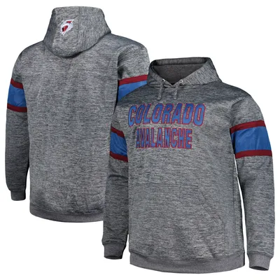 Colorado Avalanche Big & Tall Stripe Pullover Hoodie - Heather Charcoal