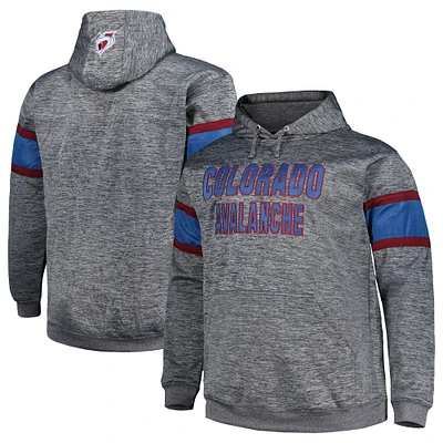 Men's Heather Charcoal Colorado Avalanche Big & Tall Stripe Pullover Hoodie