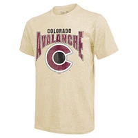 T-shirt à trois mélanges, crème, Majestic Threads Nathan MacKinnon, nom et numéro de la dynastie des Avalanche du Colorado pour hommes