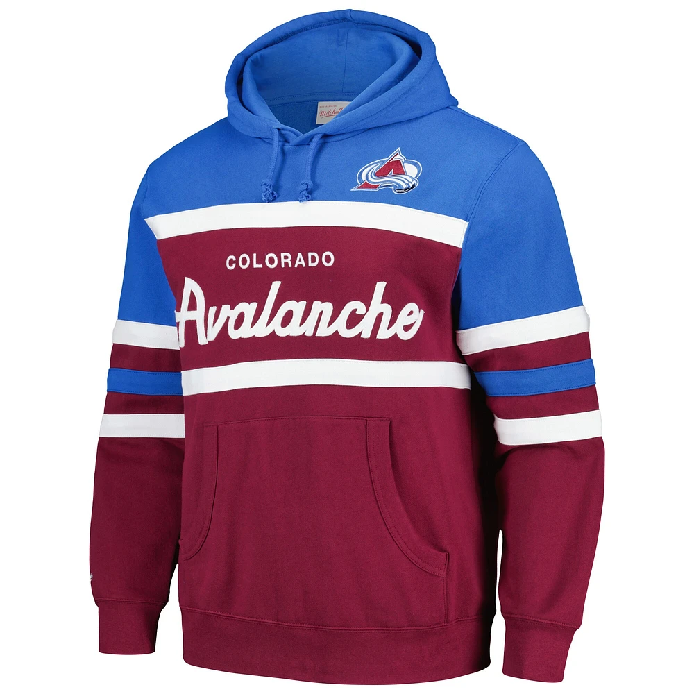 Men's Mitchell & Ness Burgundy/Light Blue Colorado Avalanche Head Coach Pullover Hoodie