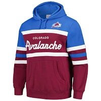 Men's Mitchell & Ness Burgundy/Light Blue Colorado Avalanche Head Coach Pullover Hoodie