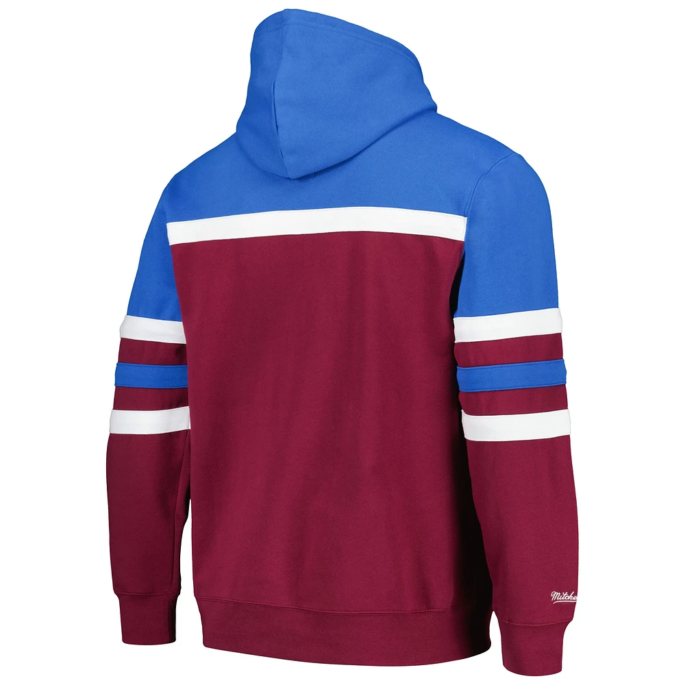 Men's Mitchell & Ness Burgundy/Light Blue Colorado Avalanche Head Coach Pullover Hoodie