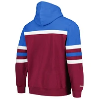 Men's Mitchell & Ness Burgundy/Light Blue Colorado Avalanche Head Coach Pullover Hoodie