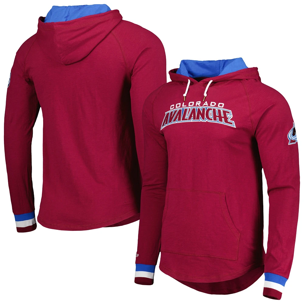 Men's Mitchell & Ness Burgundy Colorado Avalanche Legendary Slub Hoodie Long Sleeve T-Shirt