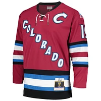 Men's Mitchell & Ness Joe Sakic Burgundy Colorado Avalanche 2001/02 Blue Line Alternate Player Jersey