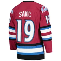 Men's Mitchell & Ness Joe Sakic Burgundy Colorado Avalanche 2001/02 Blue Line Alternate Player Jersey