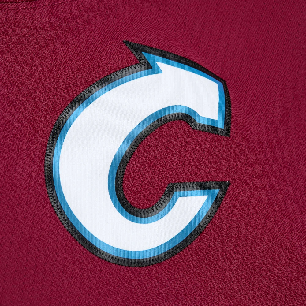 Men's Mitchell & Ness Joe Sakic Burgundy Colorado Avalanche 2001/02 Blue Line Alternate Player Jersey