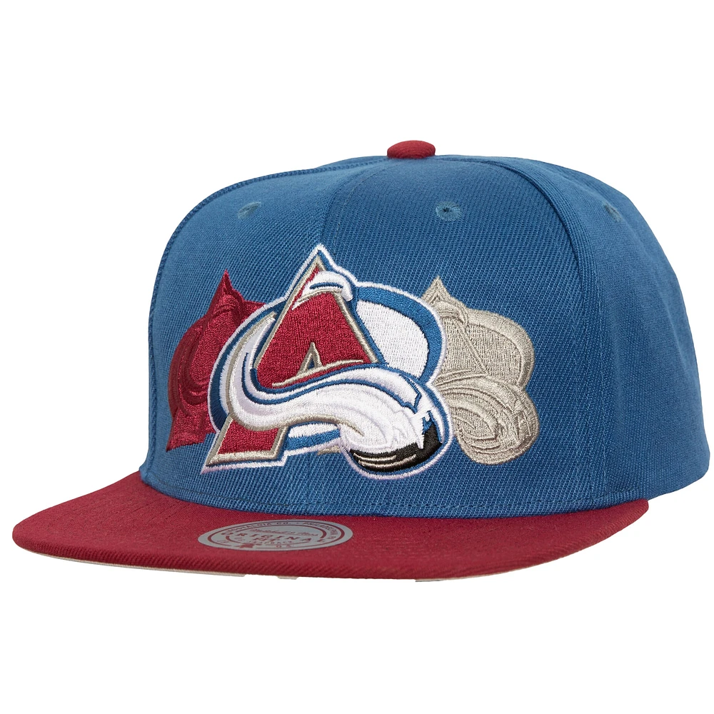 Casquette snapback triple up bleu clair Colorado Avalanche Soul de Mitchell & Ness pour homme