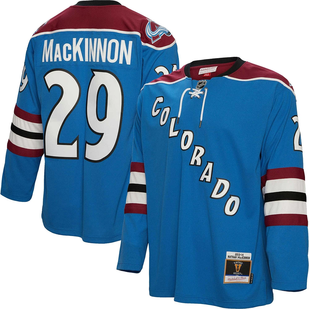 Maillot Homme Mitchell & Ness Nathan MacKinnon Bleu Colorado Avalanche 2013/14 Blue Line Player