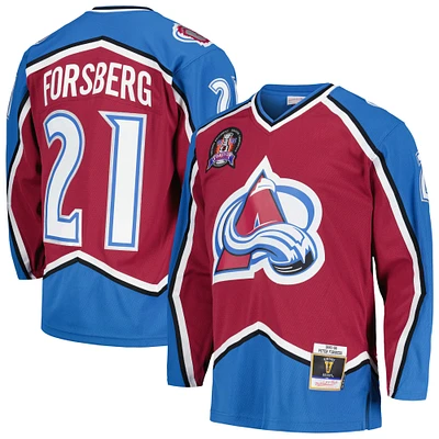 Men's Mitchell & Ness Peter Forsberg Burgundy Colorado Avalanche  1995/96 Blue Line Player Jersey