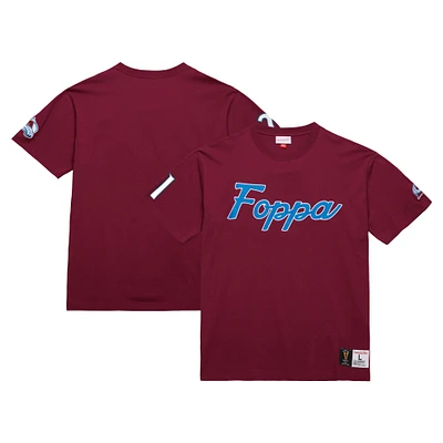 T-shirt avec logo vintage pour homme Mitchell & Ness Peter Forsberg bordeaux Colorado Avalanche Premium Nickname