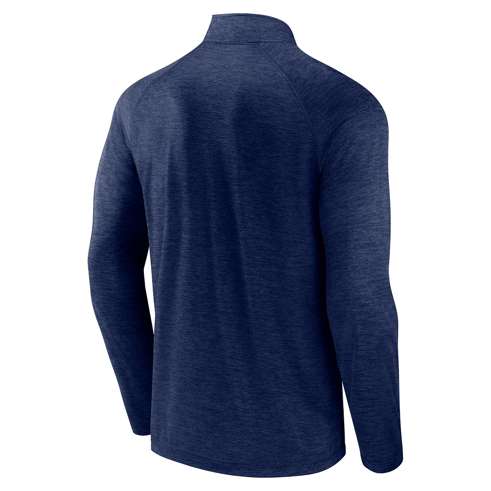 Men's  Navy Colorado Avalanche Head-to-Head Raglan Quarter-Zip Top