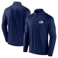 Men's  Navy Colorado Avalanche Head-to-Head Raglan Quarter-Zip Top