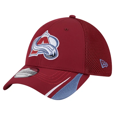 Men's New Era  Burgundy Colorado Avalanche Linear Featherweight 39THIRTY Flex Hat