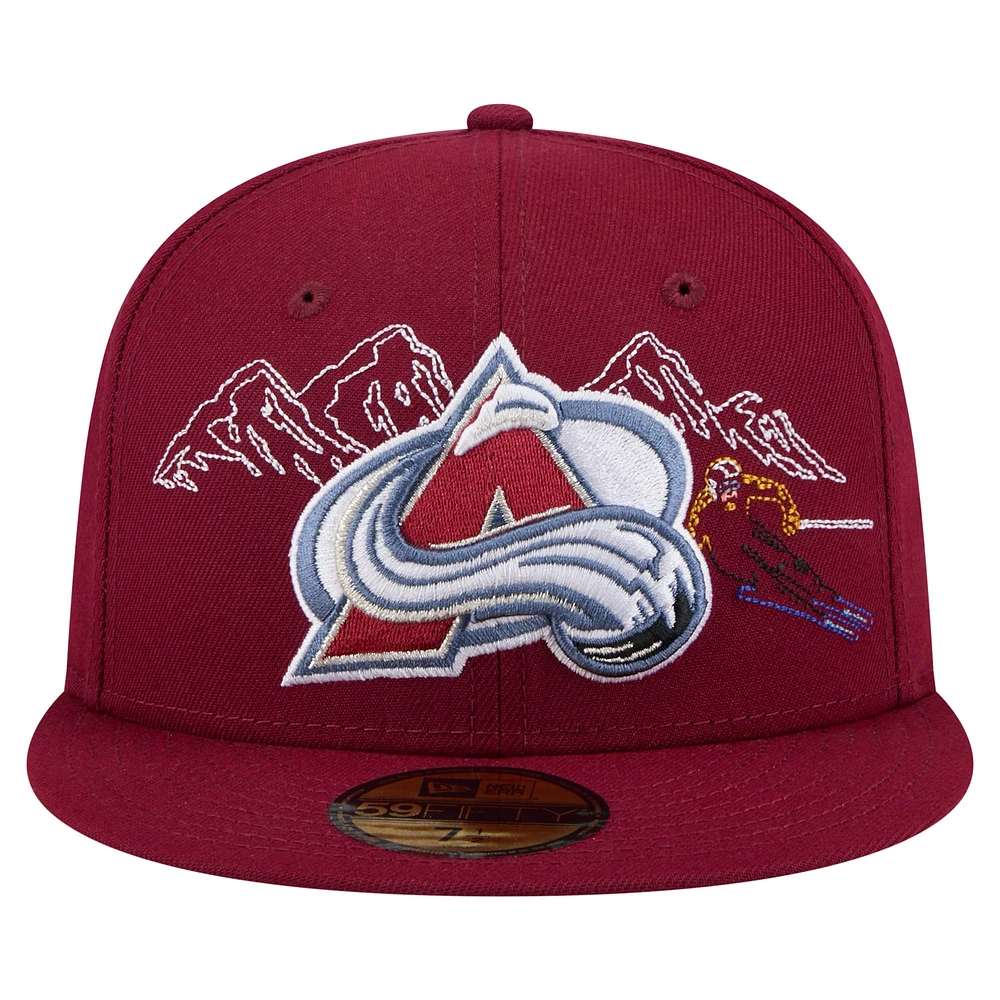Men's New Era Burgundy Colorado Avalanche State Stitch 59FIFTY Fitted Hat