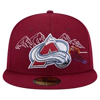 Men's New Era Burgundy Colorado Avalanche State Stitch 59FIFTY Fitted Hat