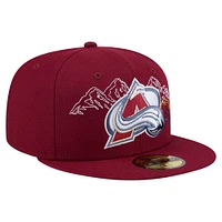 Men's New Era Burgundy Colorado Avalanche State Stitch 59FIFTY Fitted Hat