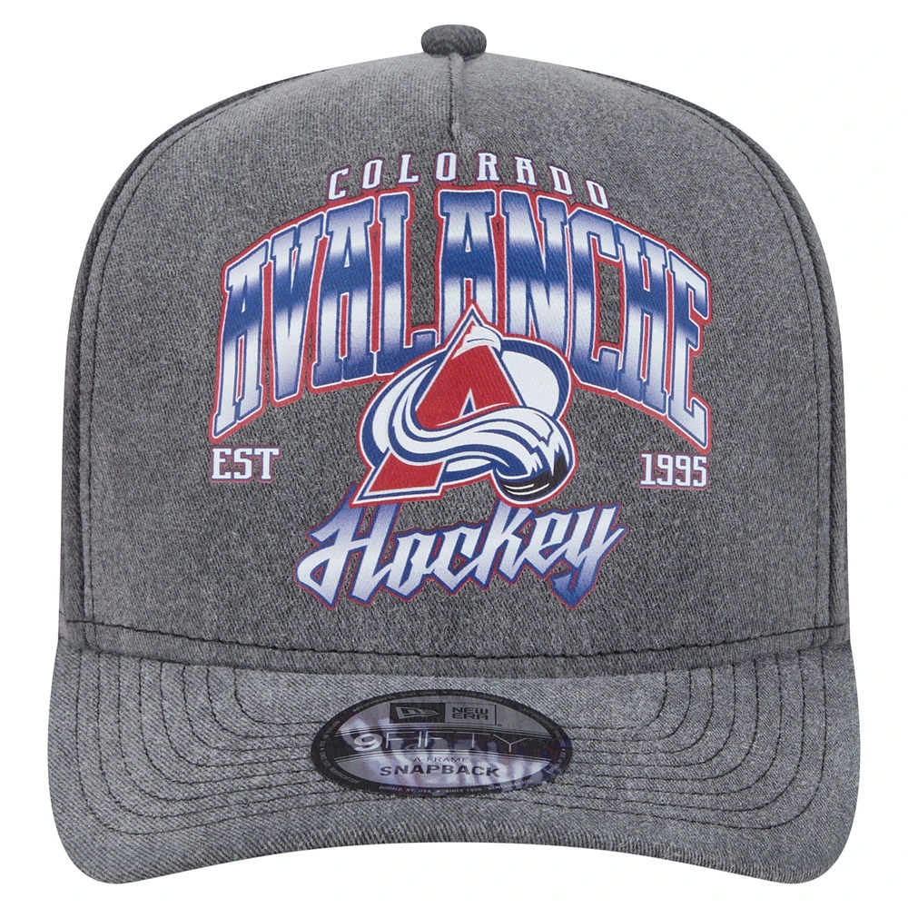 Men's New Era  Charcoal Colorado Avalanche Throwback Washed A-Frame Pre-Curved 9FIFTY Snapback Hat