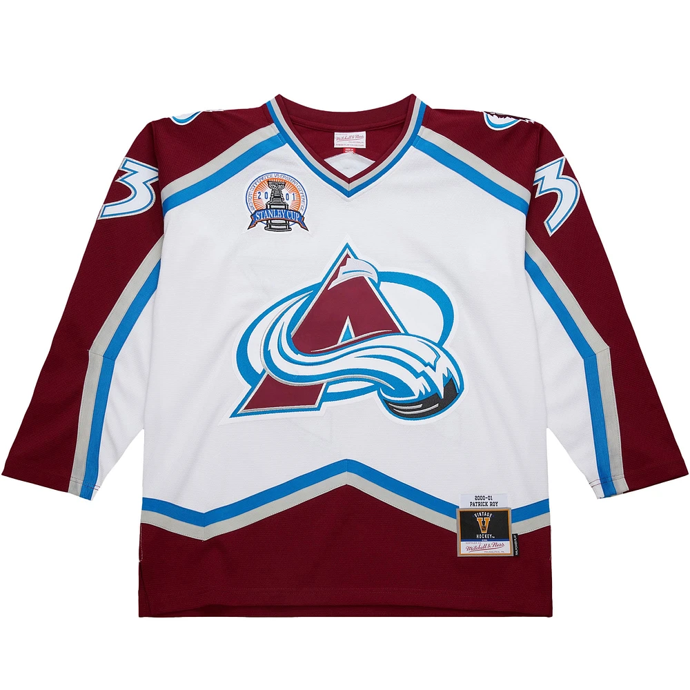 Maillot de jeu puissance Patrick Roy blanc Colorado Avalanche 2000-01 pour homme